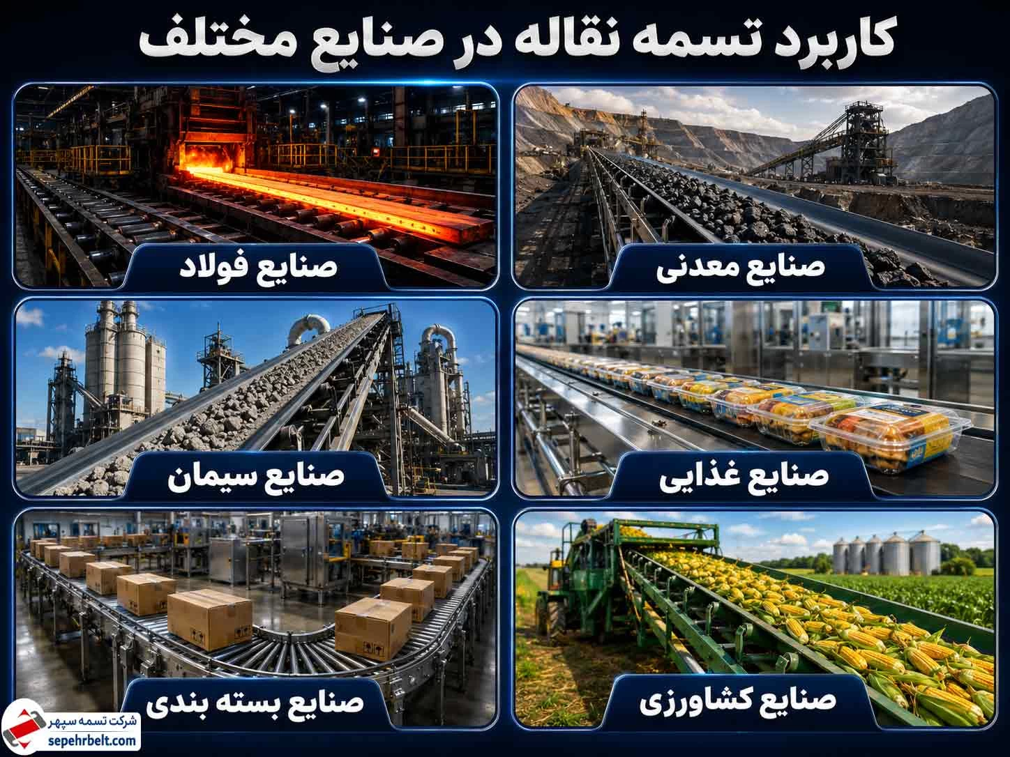کاربرد تسمه نقاله در صنایع مختلف