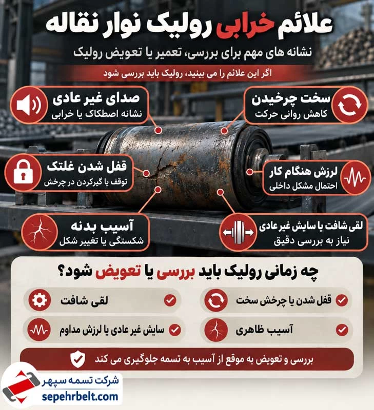 علائم خرابی رولیک نوار نقاله