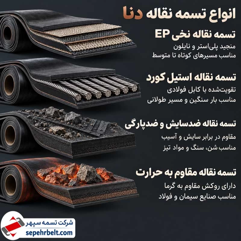 محصولات صنایع لاستیک دنا در حوزه تسمه نقاله