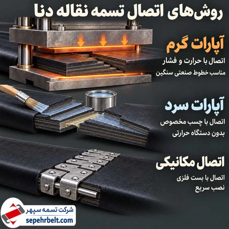 روش های اتصال و آپارات تسمه نقاله دنا